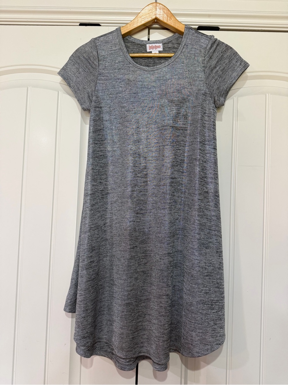 Lularoe Girls' Heather Gray Short Sleeve Pocket Dress